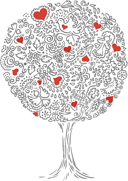 Árbol de San Valentín día - ilustración de arte vectorial