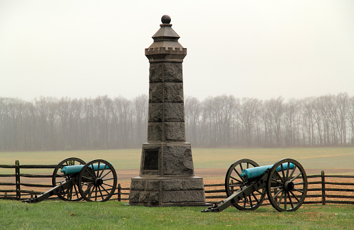 Gettysburg, PA – APRIL 15, 2018: Gettysburg National Military Park is known for the countless Civil War monuments and memorials that dot its landscape