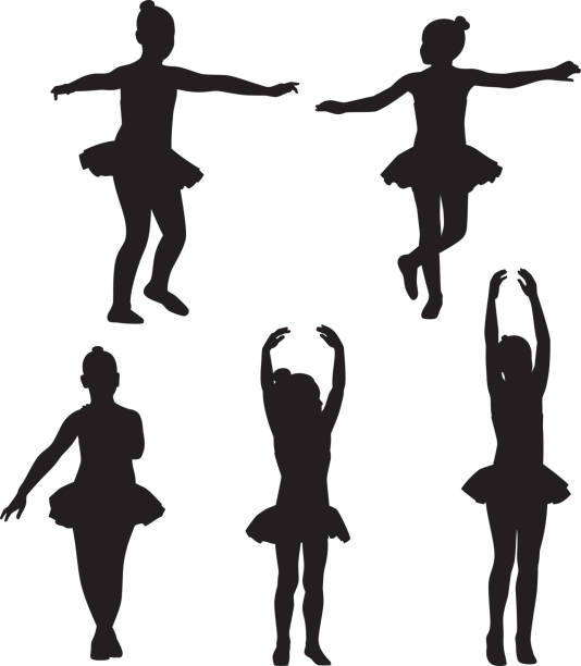 маленькие девочки балет silhouettes - little girls pre adolescent child standing isolated stock illustrations