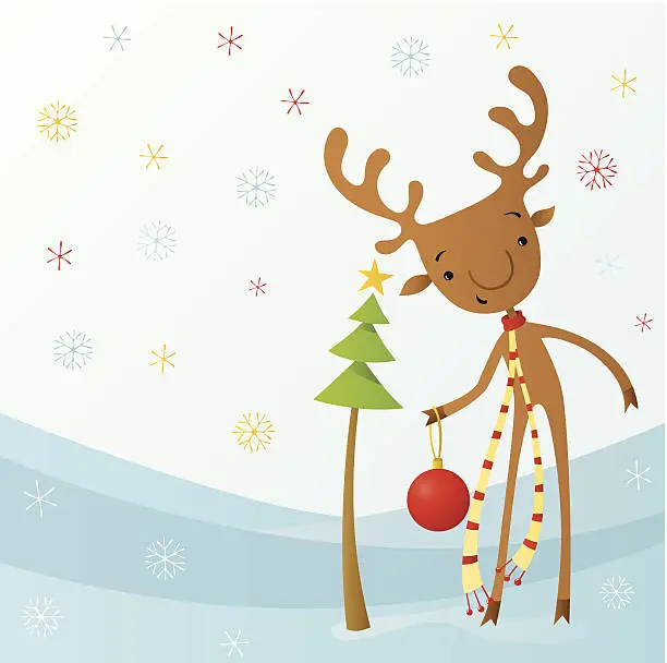 Vector illustration of Funny reindeer