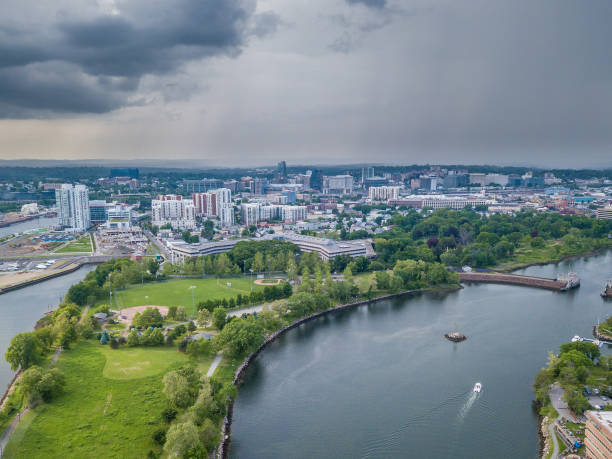 istock Aerial waterfront city panorama 969948748