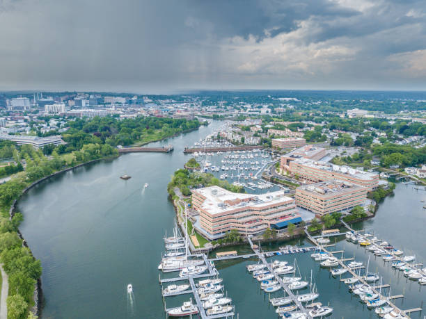 istock Aerial view of marina 969948768
