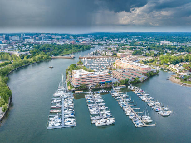 istock Aerial view of marina 969948776