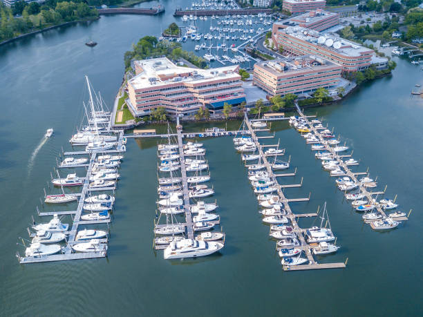 istock Aerial view of marina 969948780
