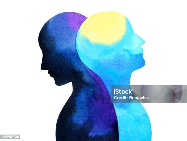 Bipolar Disorder Mind Mental Health Connection Watercolor Painting Illustration Hand Drawing Design Symbol Stock Illustration - Download Image Now