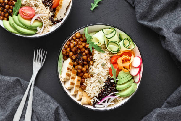 istock Two buddha bowl. Clean and balanced healthy food concept 969982102