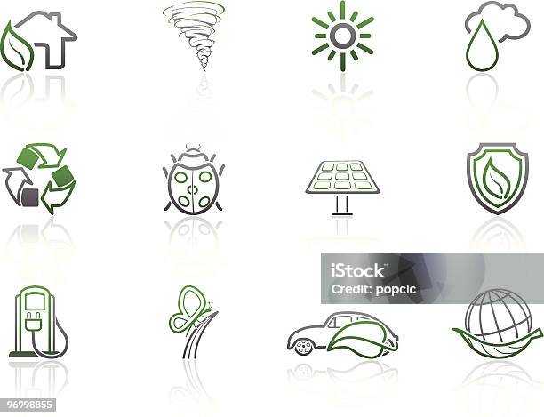 Ilustración de Ecología Iconos Y Ambientales Serie Simple y más Vectores Libres de Derechos de Casa - Casa, Coche, Color - Tipo de imagen