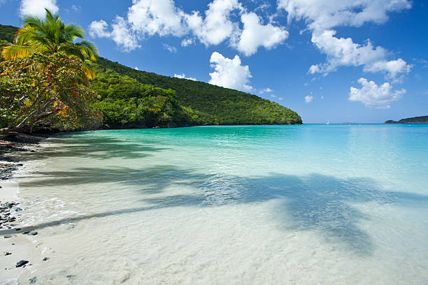 Maho Bay in US Virgin Islands stock photo