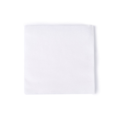 Group of white square papper napkins isolated on white background