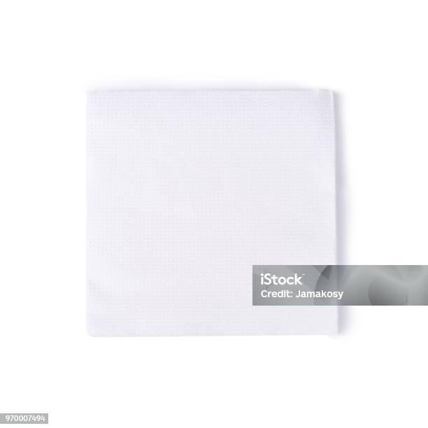 Group Of White Closeup Square Papper Napkins Isolated On White Background Stock Photo - Download Image Now