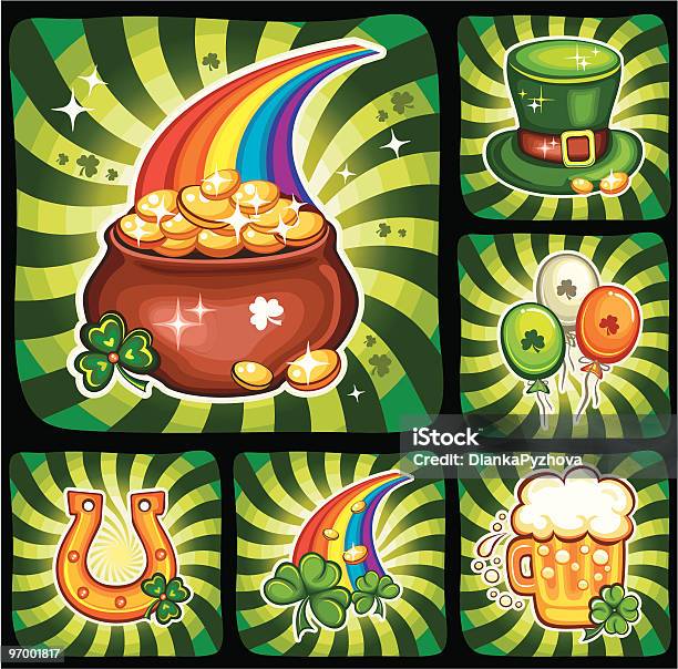 St Patricks Day Icon Set Vecteurs libres de droits et plus d'images vectorielles de Alcool - Alcool, Arc en ciel, Ballon de baudruche