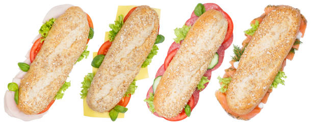 istock Sub sandwiches whole grains ham salami cheese salmon fish 970018426