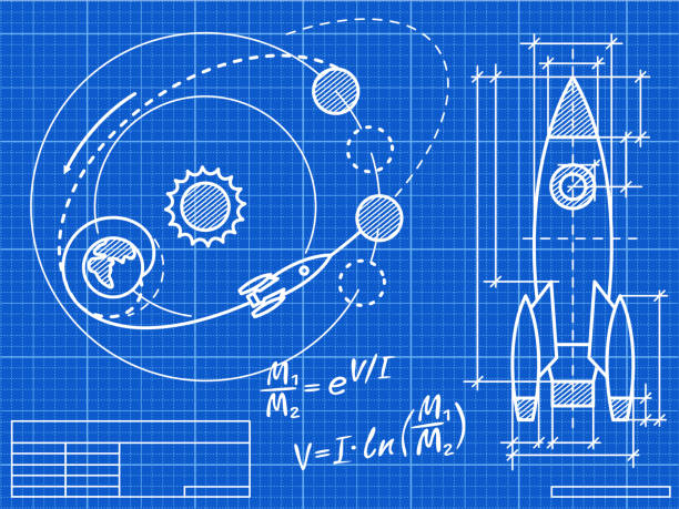blueprint  rocketship patterns stock illustrations