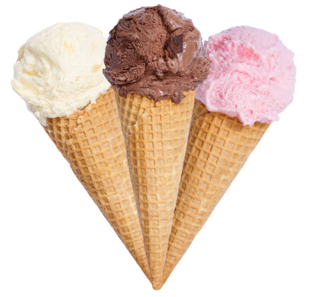 istock Ice cream scoop sundae cone vanilla chocolate icecream isolated 970021350