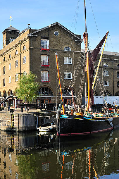 istock Moored sailing vessel, St Katherine's Dock, London, UK 97002555