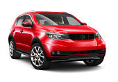 3D illustration of Generic Compact red SUV