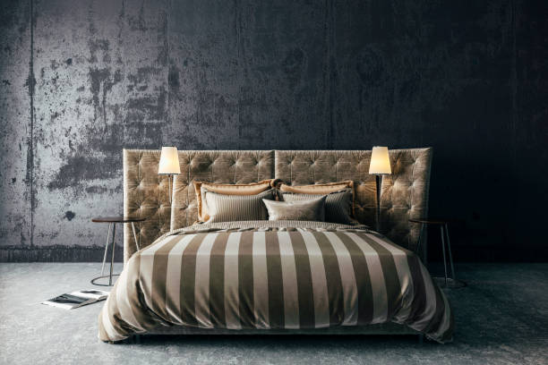 istock 3d render of beautiful bedroom, industrial style 970037248