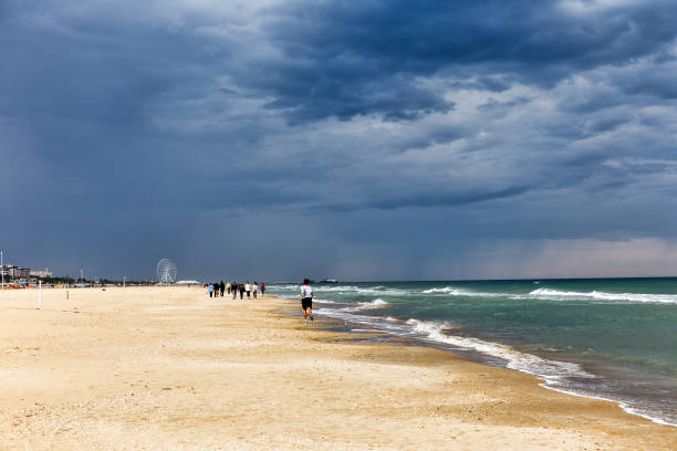 Stormy sky over the sea shore