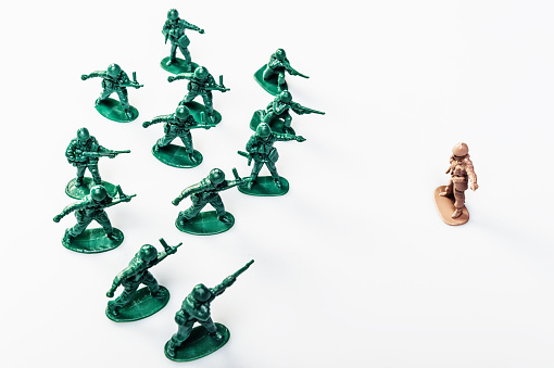 toy soldiers battle war on a white background