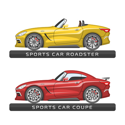 Mockup of unique concept sports car roadster and coupe version.