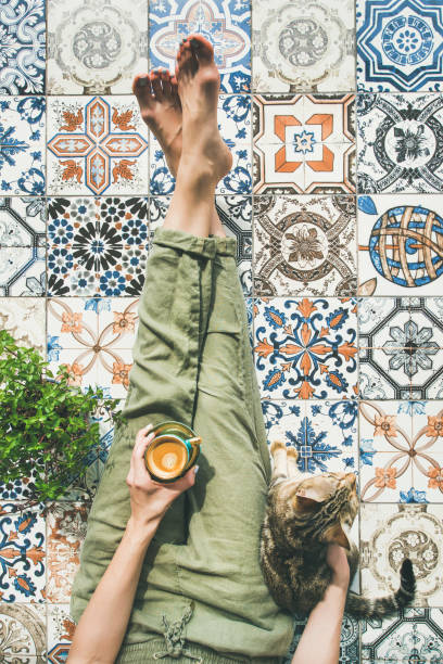 istock Woman, coffe and cat 970074060