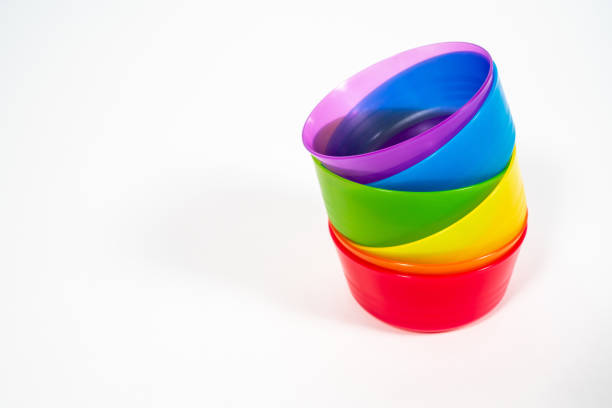 istock plastic colorful bowls the object on white isolated background. 970074108