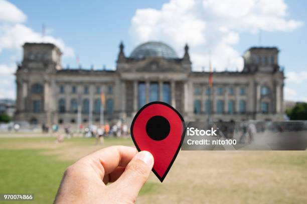 Man With A Red Marker In Front Of The Reichstag Stock Photo - Download Image Now - The Reichstag, Bundestag, People