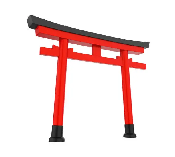 Japan Gate isolated on white background. 3D render
