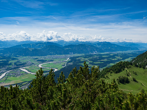 View from the mountains on the Inntal valley in Austria