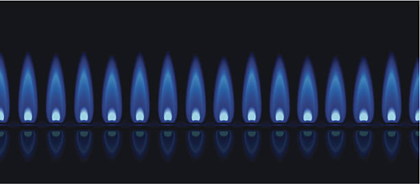 газовый огонь - flame gas natural gas blue stock illustrations