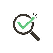 istock Magnifying glass with green check tick. Vector icon illustration design. For concepts of research, results found, success, examination, reviews, discovery 970091892