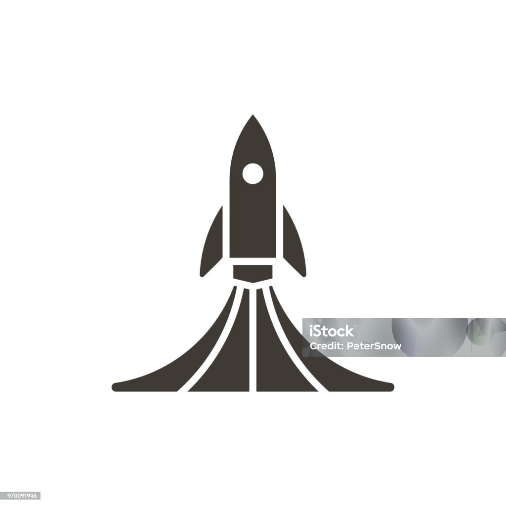 Rock launch icon. Vector design spaceship lifting off with smoke illustration vector eps10 Rocketship stock vector