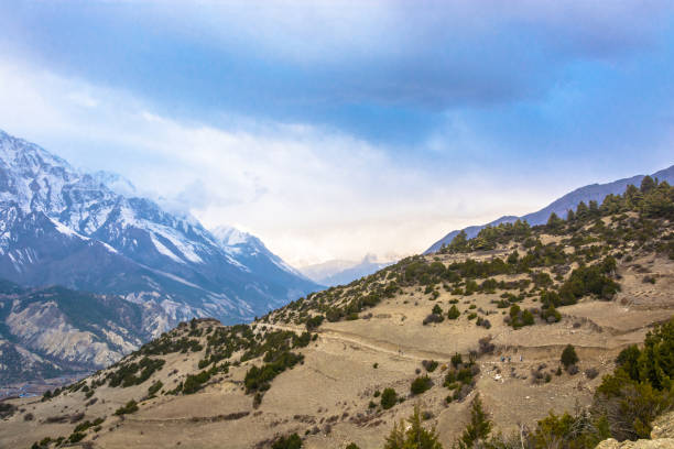 istock Mountain road on a steep mountainside, Nepal. 970096368