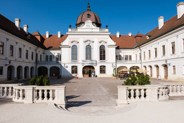 the royal palace in godollo, hungary - urban scene real estate nobody white imagens e fotografias de stock