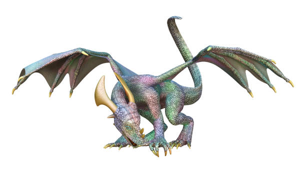 istock 3D illustration fairy tale dragon on white 970106244