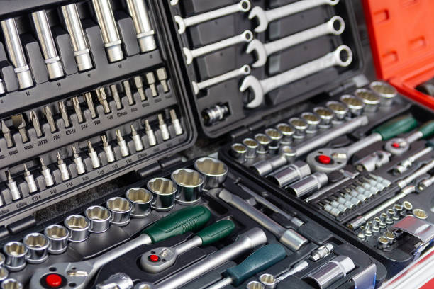 istock Box with set of tools for car repair closeup 970108528
