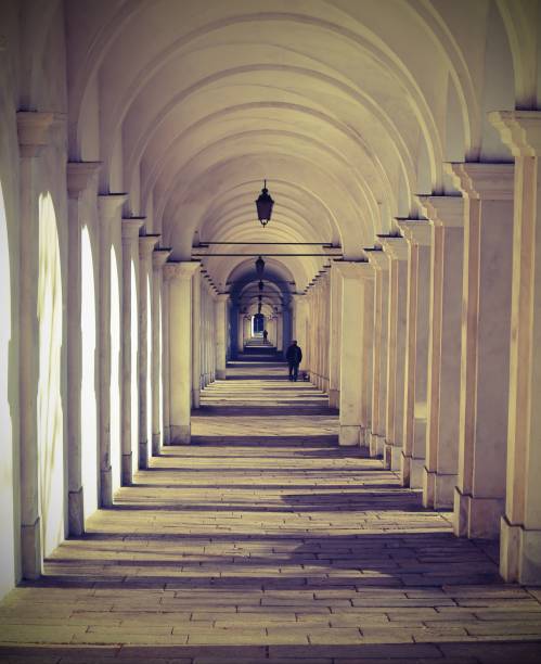 istock Vicenza Italy the long arched corridor with vintage effect 970109982