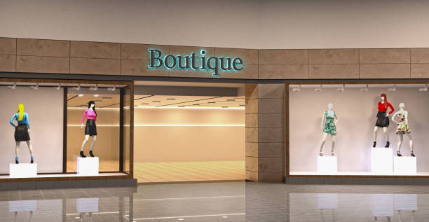 istock Boutique facade with clothes in 3d illustration 970110148
