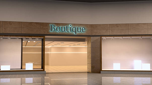 istock Boutique facade with clothes in 3d illustration 970110314