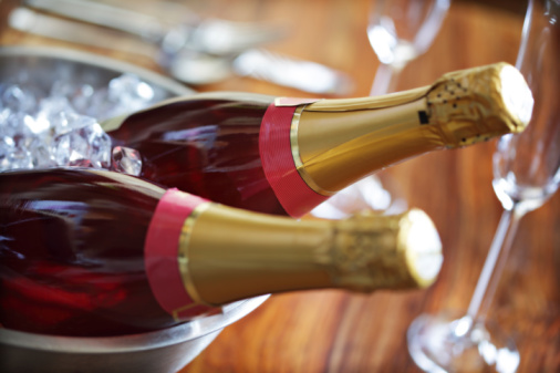 Chilled pink champagne ready for a celebration or party