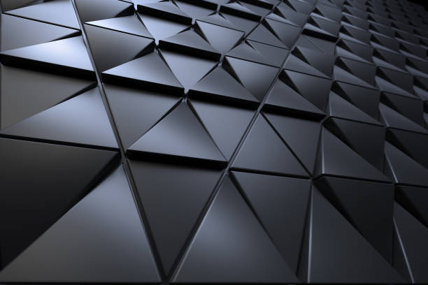 Abstract background of polygonal shape Abstract 3D minimalistic geometrical background of black triangles lead photos stock pictures, royalty-free photos & images