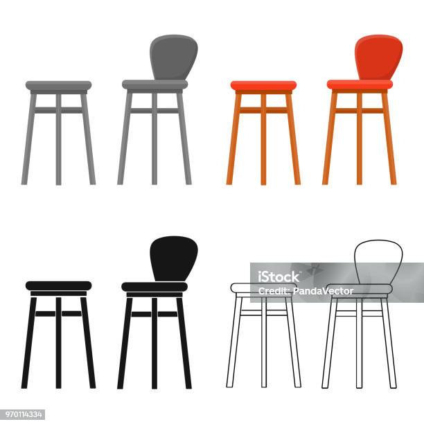 Bar Stool Icon In Cartoon Style Isolated On White Background Pub Symbol Stock Vector Web Illustration Stock Illustration - Download Image Now