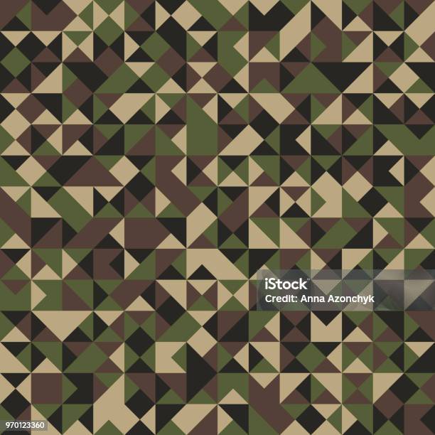 Triangular Shaped Camouflage Seamless Pattern Abstract Vector Background Stock Illustration - Download Image Now
