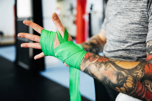 istock Close Up Of Kickboxer Wrapping His Hands 970127158