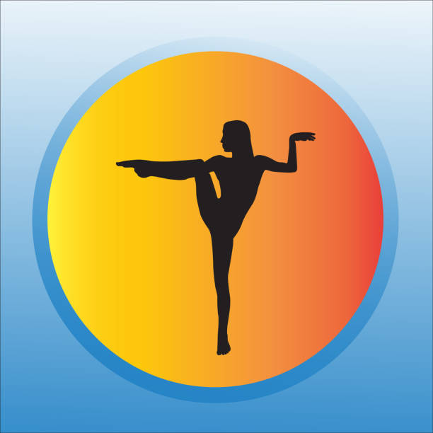 istock Silhouette young woman practicing yoga. Girl pilates. Vector on abstract background lotus 970127688