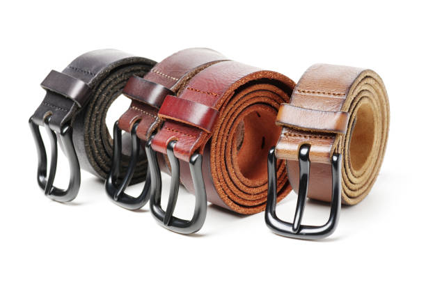 istock Men black and brown belt isolated on white background 970133764