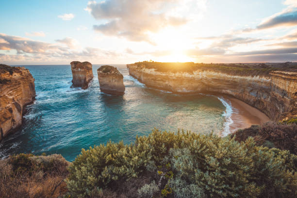 loch ard gorge, 포트 캠벨 국립 공원, 호주 - coastline beach australia sea 뉴스 사진 이미지