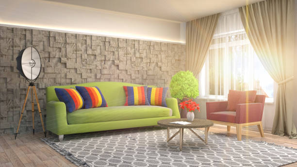 istock Interior living room. 3d illustration 970156286