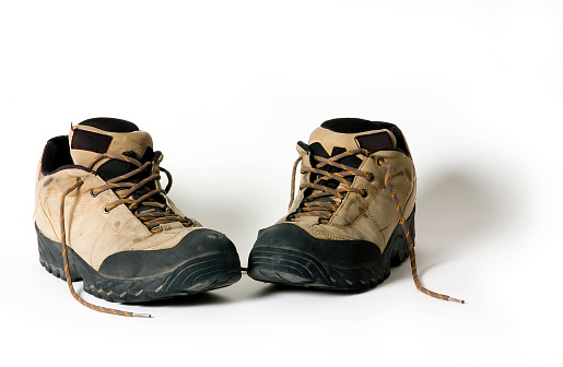 Boots on white background with shade