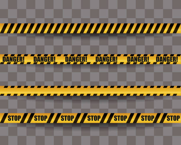 istock Black and yellow seamless warning stripes isolated. Police, danger, construction sign. 970160910